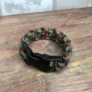 Women's Black Rainbow Paracord Bracelet Survival 8"
